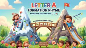 Letter A Formation Rhyme for Preschoolers Mountain & Bridge Method