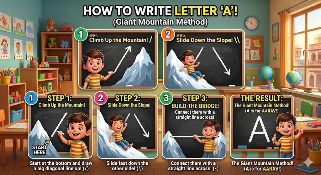 Letter A Formation Rhyme for Preschoolers