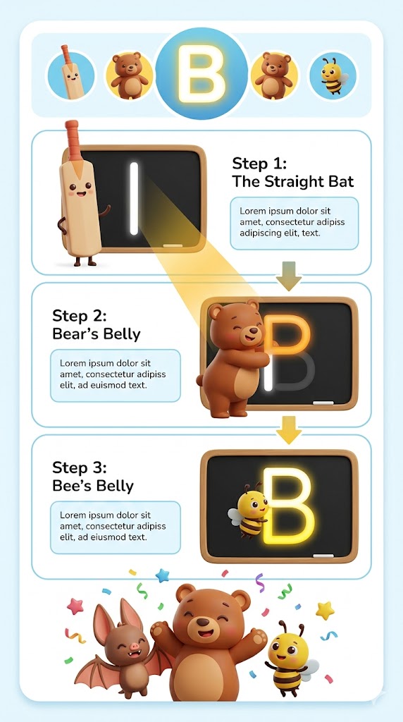 Step-by-Step Letter B Formation