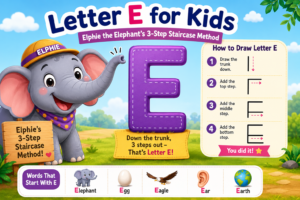 Letter E Formation Rhyme for Kids